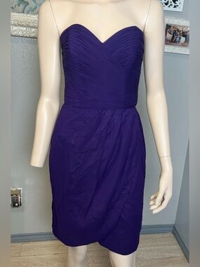 Lillie Rubin Strapless Ruched Sweetheart Dress in Deep Purple